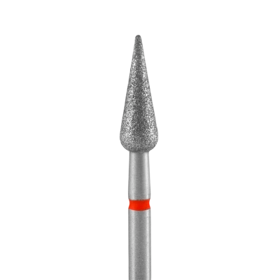 Diamond nail drill bit pointed pear red EXPERT head diameter 4 mm / working part 12 mm