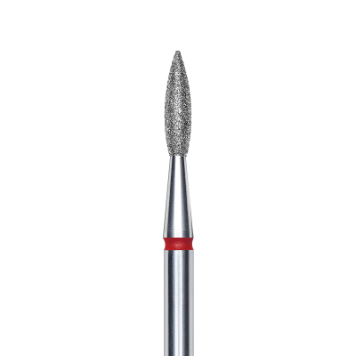 Diamond nail drill bit pointed flame red EXPERT head diameter 2,1 mm / working part 8 mm